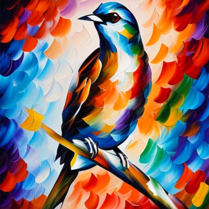 Oil Paint Element Bird On Branch - Full Round Drill Diamond Painting 30*30CM