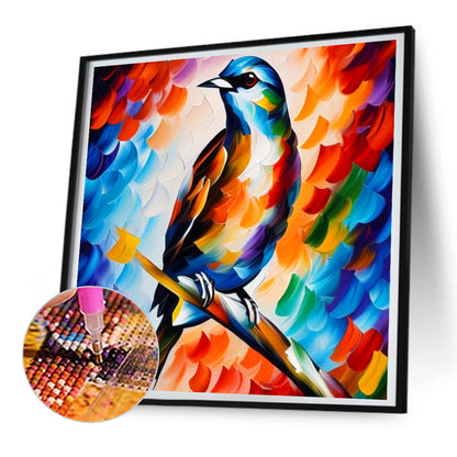 Oil Paint Element Bird On Branch - Full Round Drill Diamond Painting 30*30CM