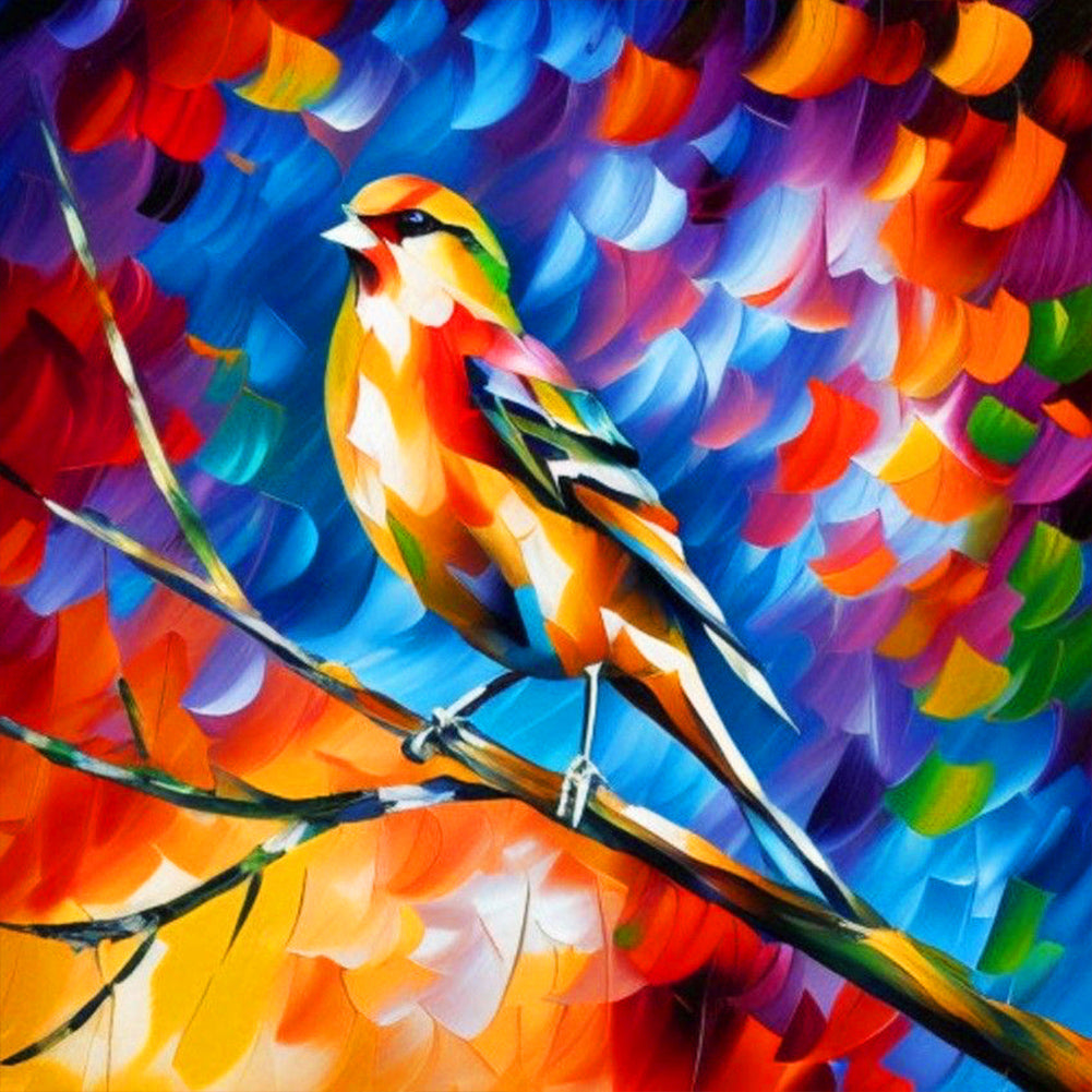 Oil Paint Element Bird On Branch - Full Round Drill Diamond Painting 30*30CM