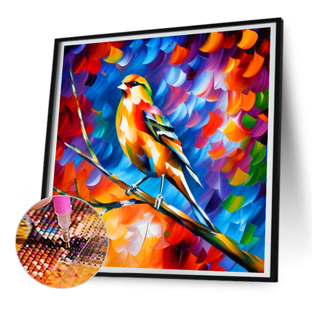 Oil Paint Element Bird On Branch - Full Round Drill Diamond Painting 30*30CM