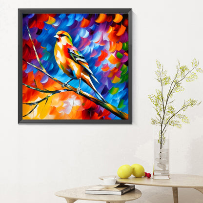 Oil Paint Element Bird On Branch - Full Round Drill Diamond Painting 30*30CM