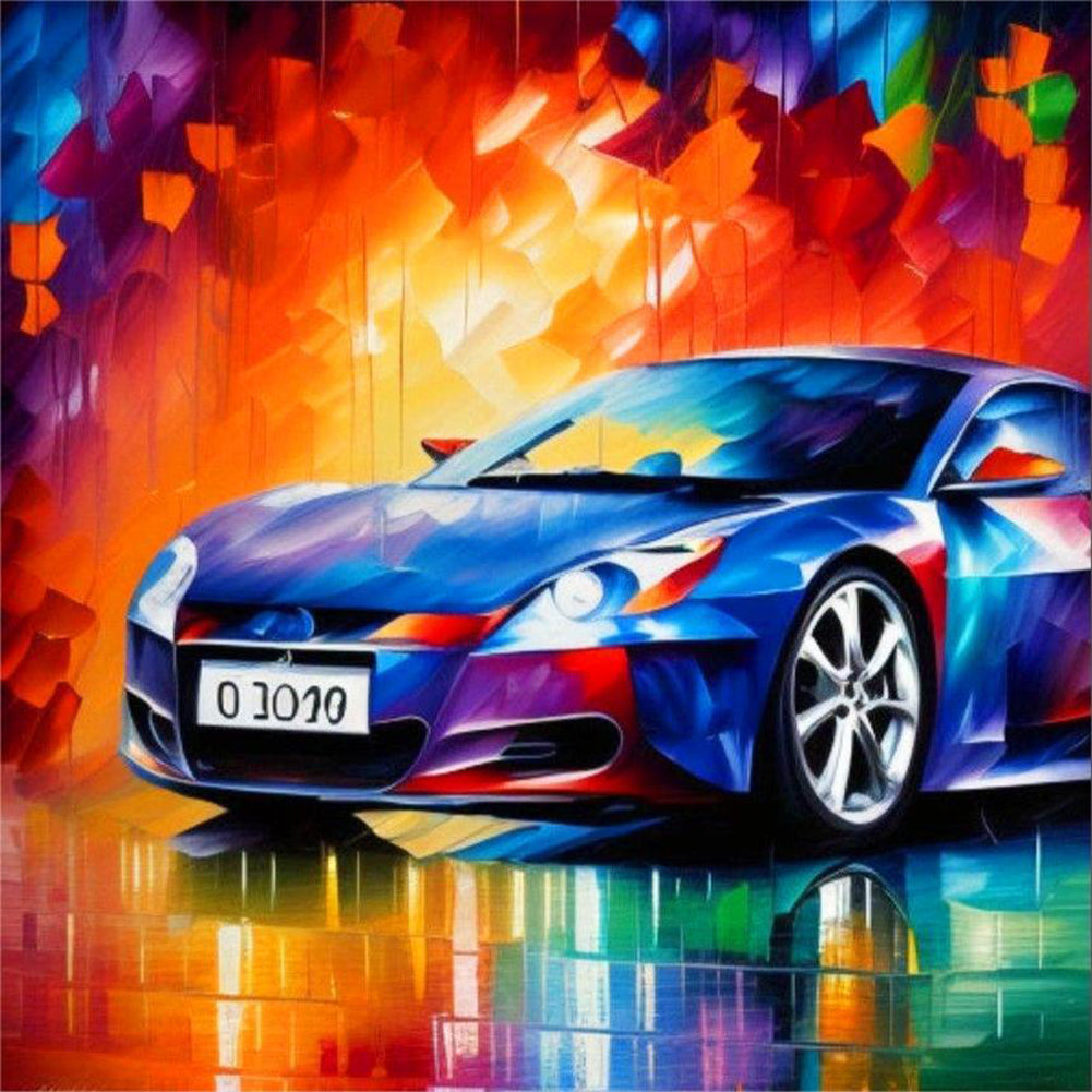 A Moving Car With Oil Paint Elements - Full Round Drill Diamond Painting 30*30CM