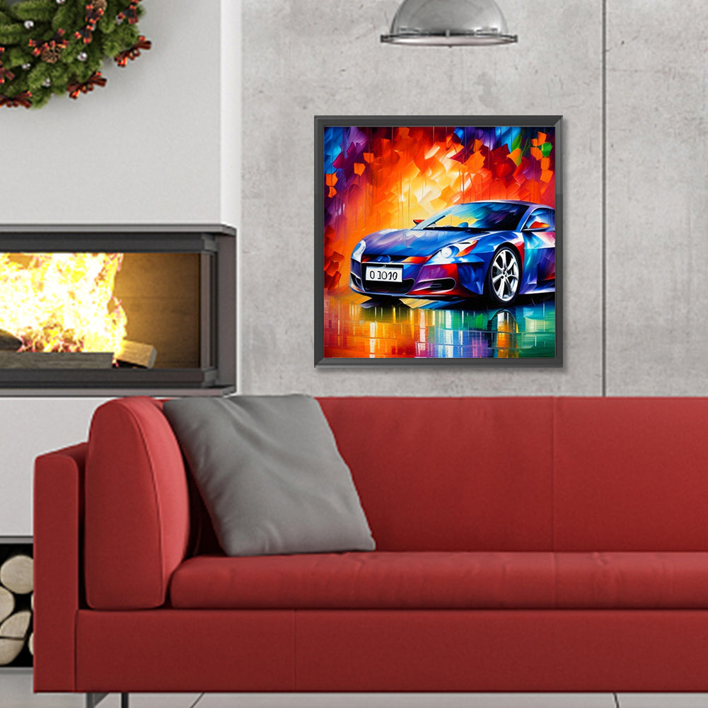 A Moving Car With Oil Paint Elements - Full Round Drill Diamond Painting 30*30CM