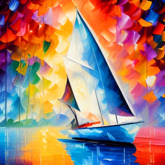 Sailing Ship With Oil Paint Elements - Full Round Drill Diamond Painting 30*30CM