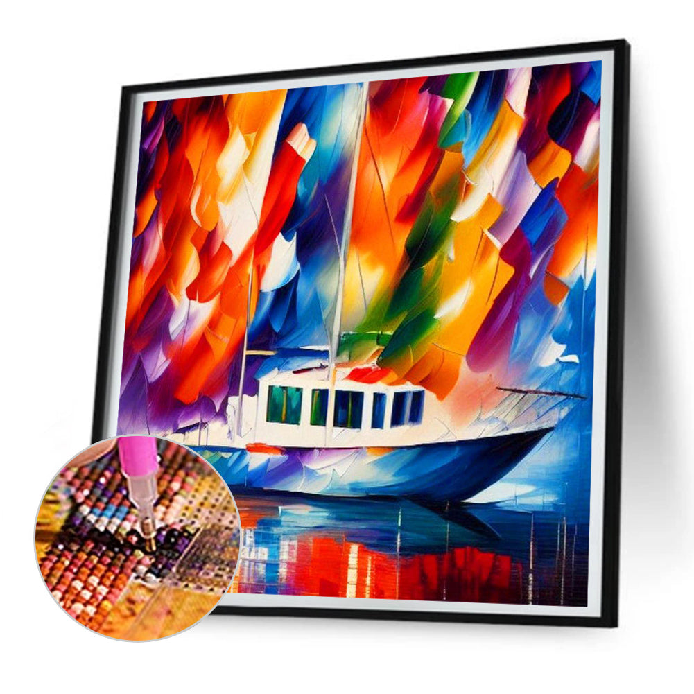 Oil Paint Elements Life Boat - Full Round Drill Diamond Painting 30*30CM