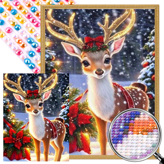 Christmas Deer - Full Round AB Drill Diamond Painting 30*40CM