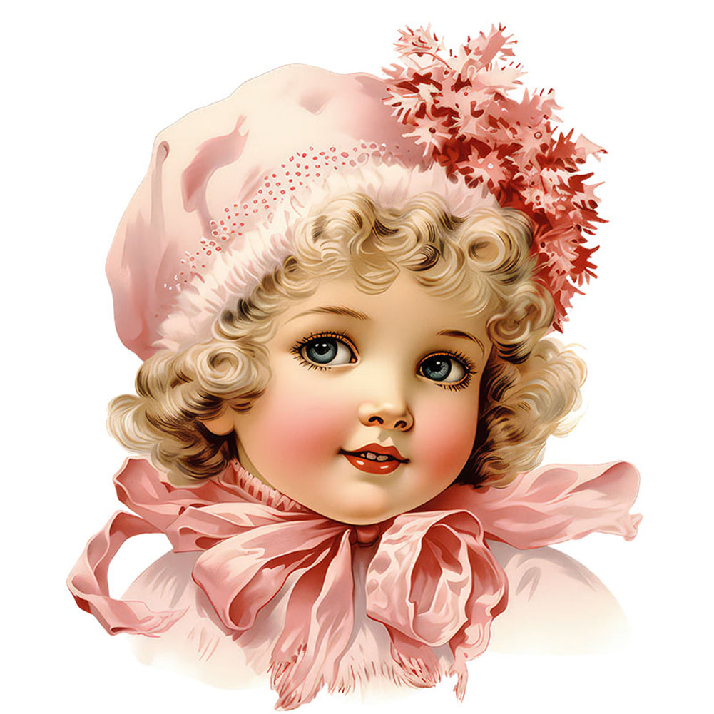 Pink Cute Doll - 11CT Stamped Cross Stitch 50*50CM