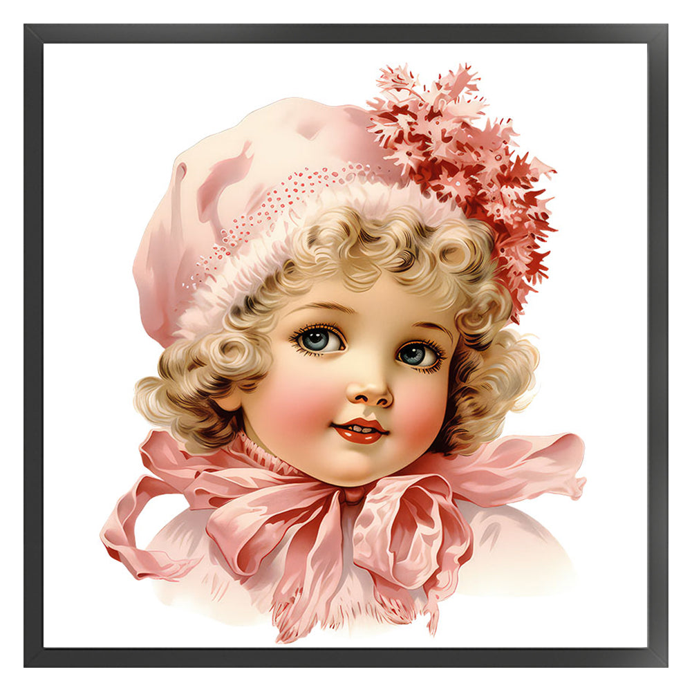 Pink Cute Doll - 11CT Stamped Cross Stitch 50*50CM