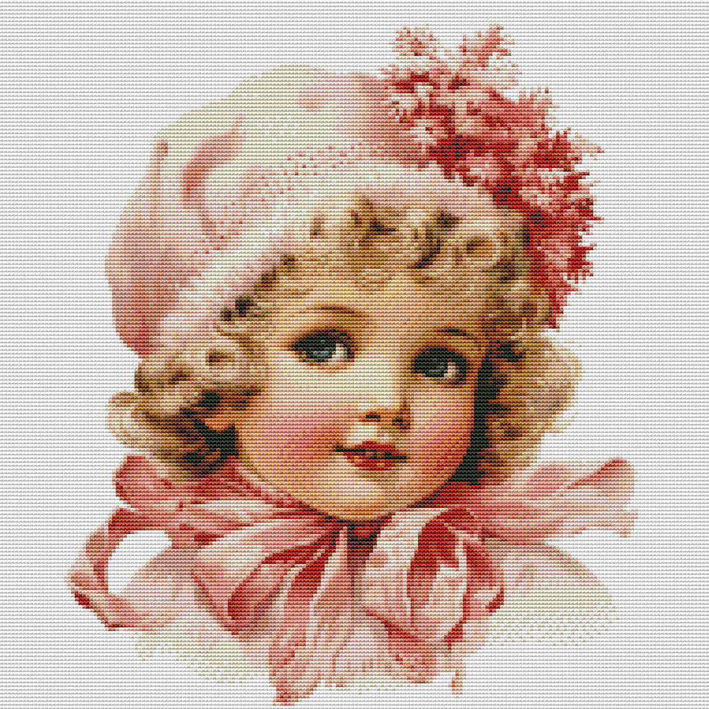 Pink Cute Doll - 11CT Stamped Cross Stitch 50*50CM