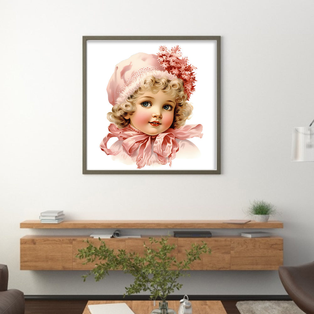 Pink Cute Doll - 11CT Stamped Cross Stitch 50*50CM