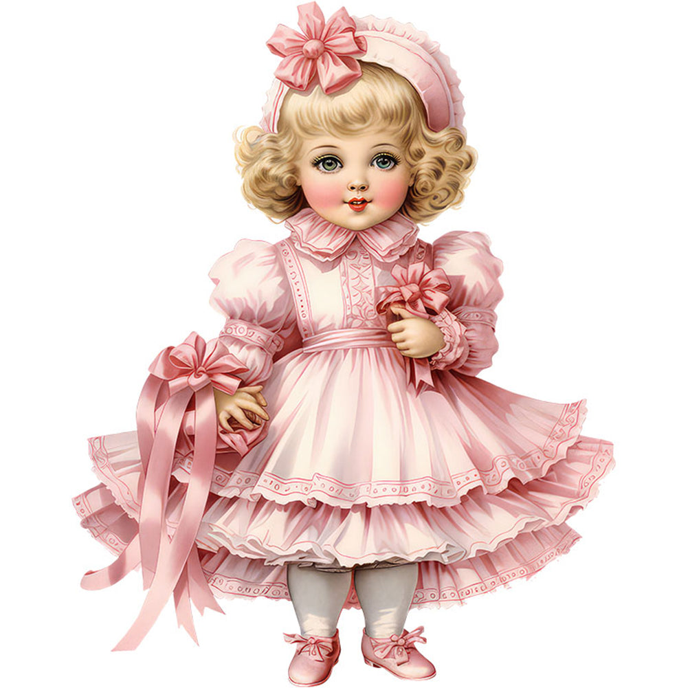 Pink Cute Doll - 11CT Stamped Cross Stitch 50*50CM