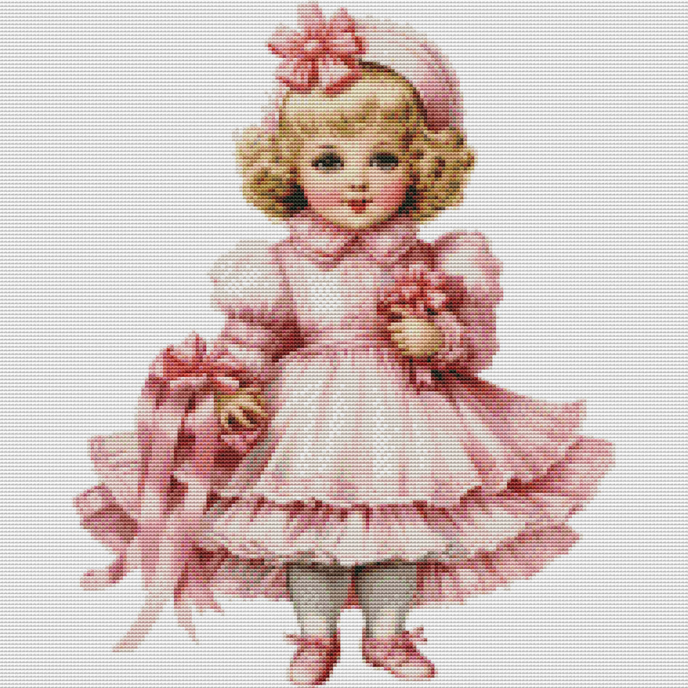 Pink Cute Doll - 11CT Stamped Cross Stitch 50*50CM