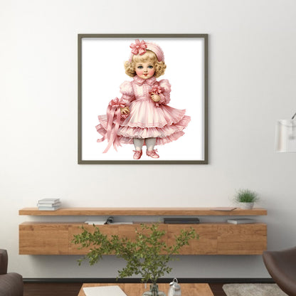 Pink Cute Doll - 11CT Stamped Cross Stitch 50*50CM