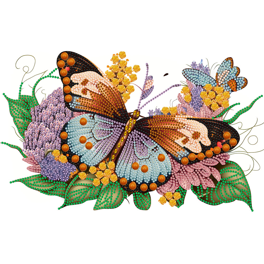 Flowers Butterflies - Special Shaped Drill Diamond Painting 40*30CM