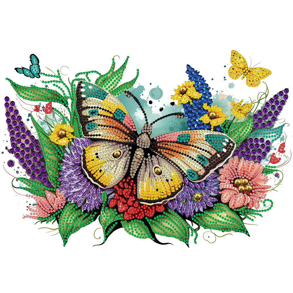 Flowers Butterflies - Special Shaped Drill Diamond Painting 40*30CM