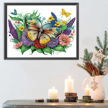 Flowers Butterflies - Special Shaped Drill Diamond Painting 40*30CM