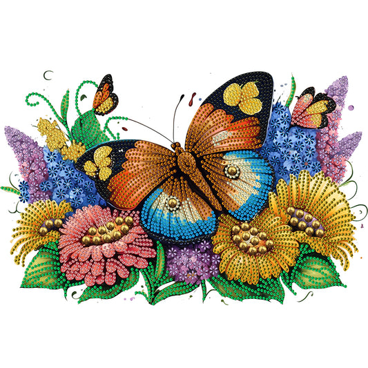 Flowers Butterflies - Special Shaped Drill Diamond Painting 40*30CM