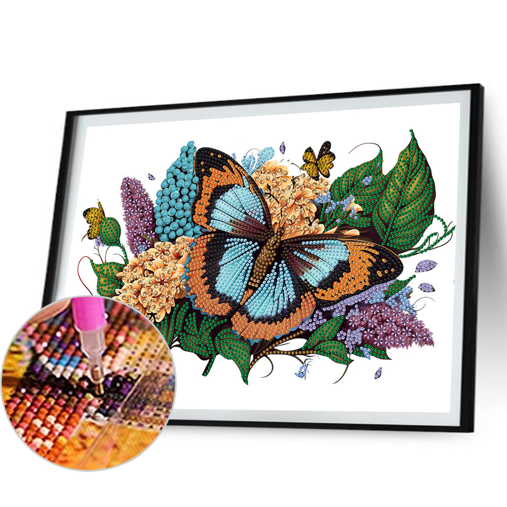 Flowers Butterflies - Special Shaped Drill Diamond Painting 40*30CM