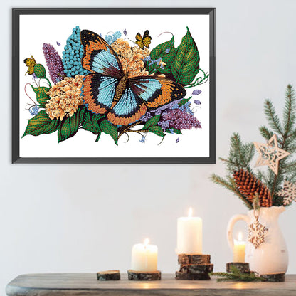 Flowers Butterflies - Special Shaped Drill Diamond Painting 40*30CM