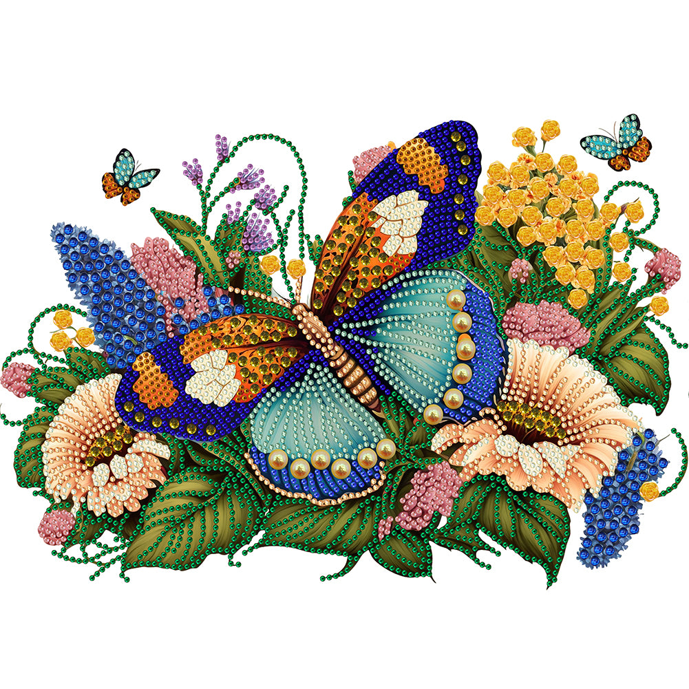 Flowers Butterflies - Special Shaped Drill Diamond Painting 40*30CM