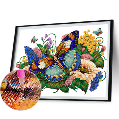 Flowers Butterflies - Special Shaped Drill Diamond Painting 40*30CM