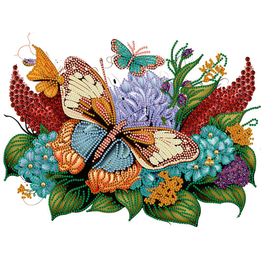 Flowers Butterflies - Special Shaped Drill Diamond Painting 40*30CM