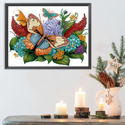 Flowers Butterflies - Special Shaped Drill Diamond Painting 40*30CM