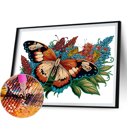 Flowers Butterflies - Special Shaped Drill Diamond Painting 40*30CM