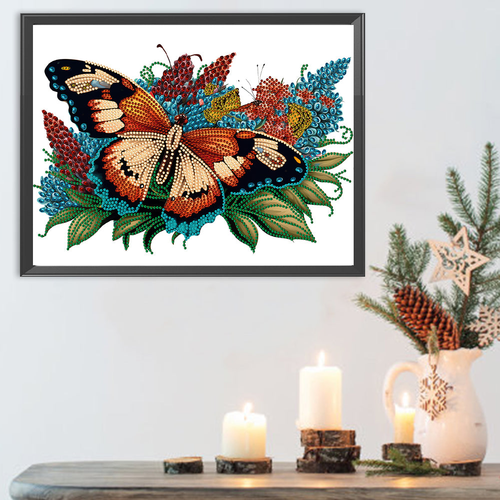 Flowers Butterflies - Special Shaped Drill Diamond Painting 40*30CM