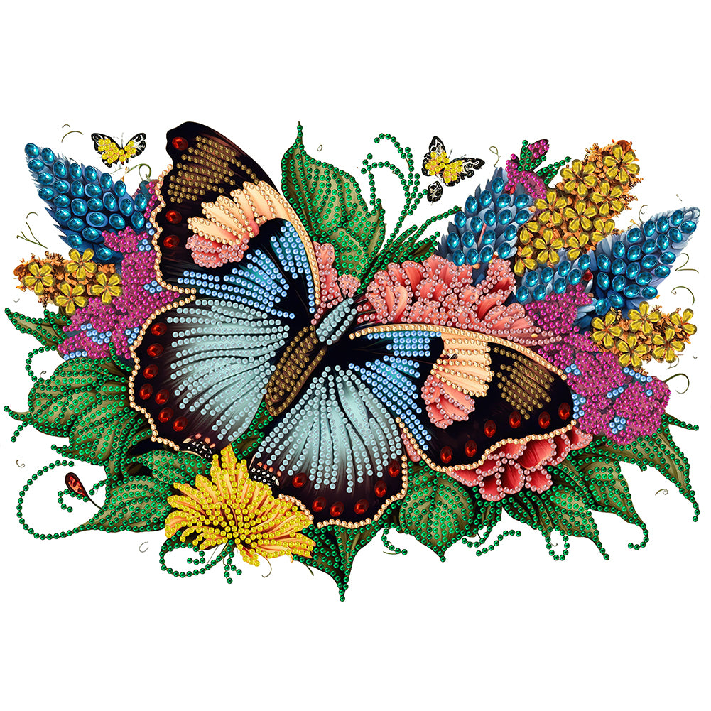 Flowers Butterflies - Special Shaped Drill Diamond Painting 40*30CM