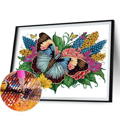 Flowers Butterflies - Special Shaped Drill Diamond Painting 40*30CM