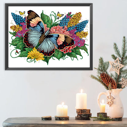 Flowers Butterflies - Special Shaped Drill Diamond Painting 40*30CM