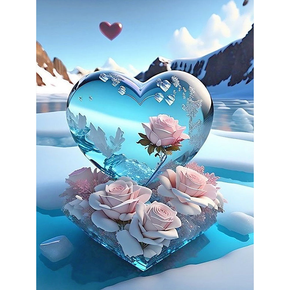 Dream Beach And Love Crystals And Flowers - Full Round Drill Diamond Painting 30*40CM