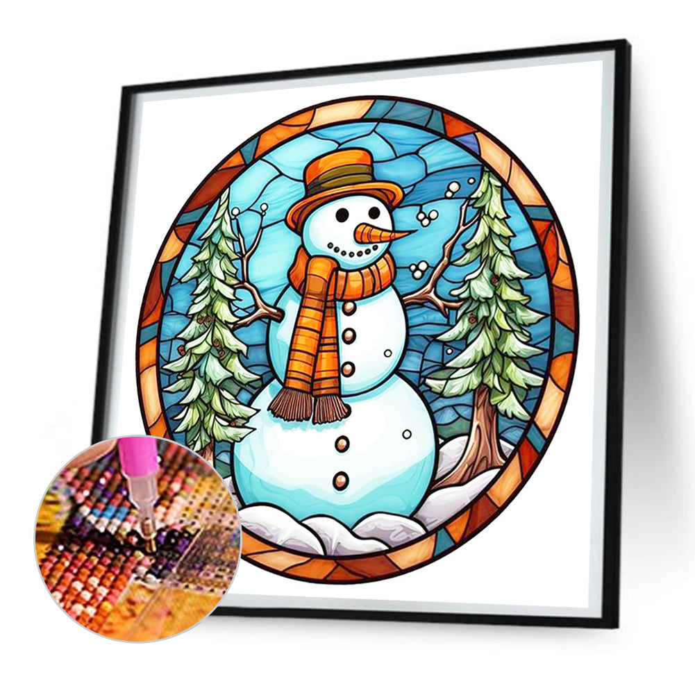 Winter Snowman - Full Round Drill Diamond Painting 30*30CM