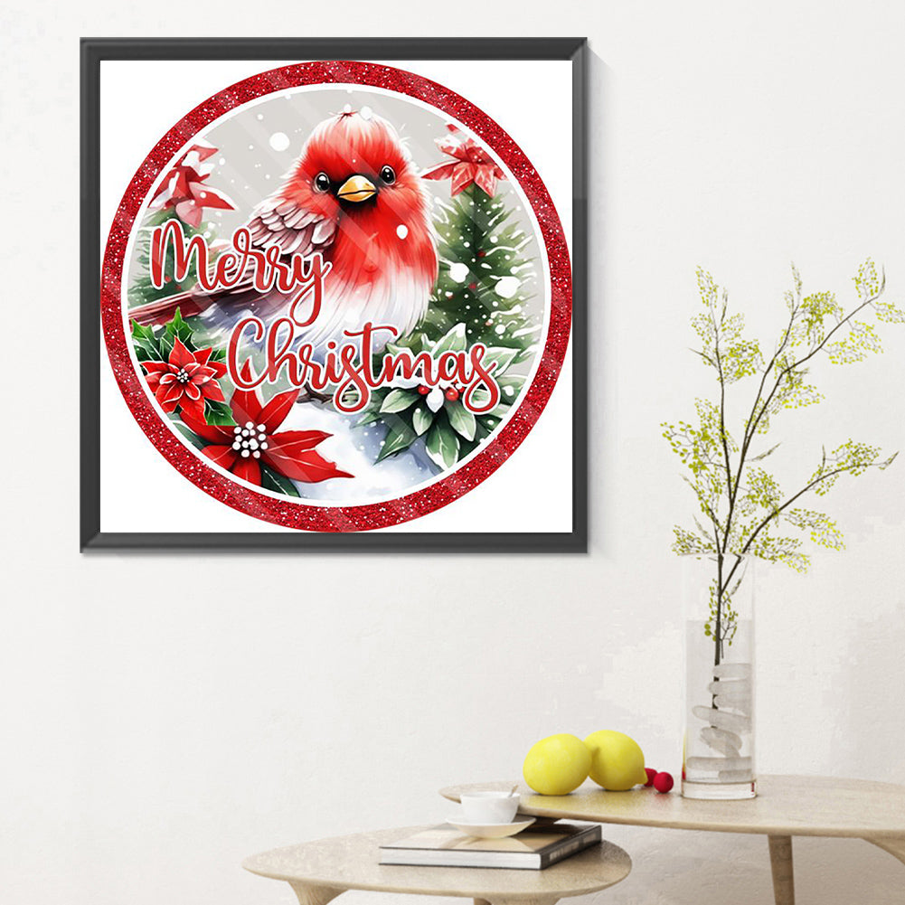 Merry Christmas Cardinal - Full Round Drill Diamond Painting 30*30CM