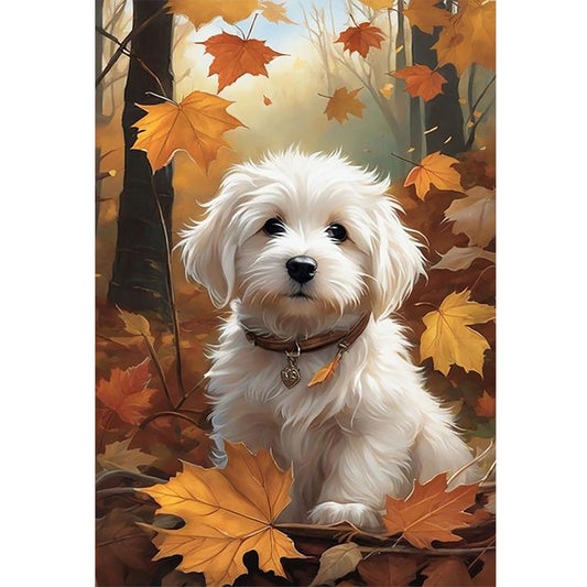 Puppy In Autumn Forest - 11CT Stamped Cross Stitch 40*60CM