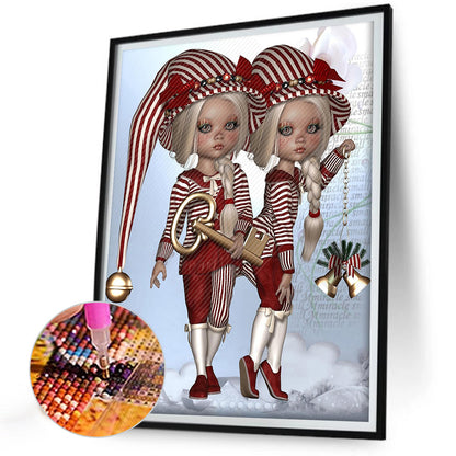Twin Big-Eyed Dolls - Full Round Drill Diamond Painting 30*40CM
