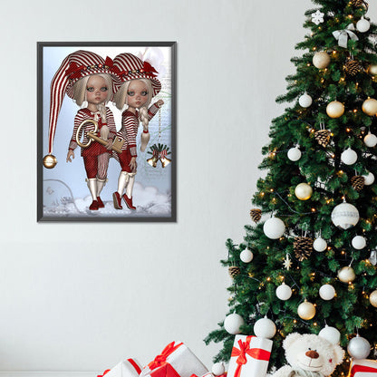 Twin Big-Eyed Dolls - Full Round Drill Diamond Painting 30*40CM
