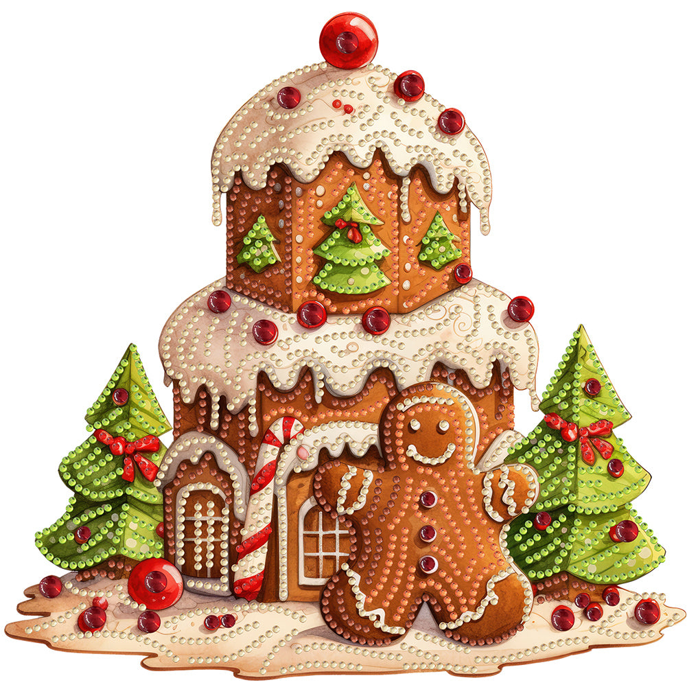 Christmas Gingerbread Cookie House - Special Shaped Drill Diamond Painting 30*30CM