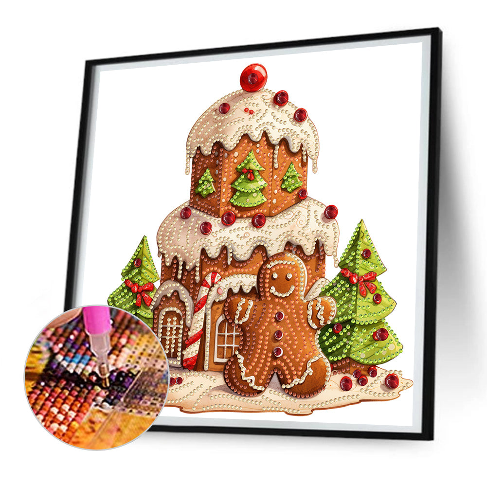 Christmas Gingerbread Cookie House - Special Shaped Drill Diamond Painting 30*30CM