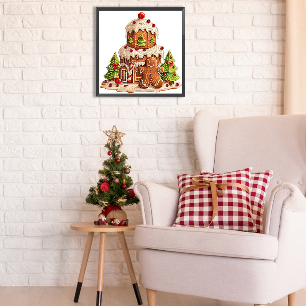 Christmas Gingerbread Cookie House - Special Shaped Drill Diamond Painting 30*30CM