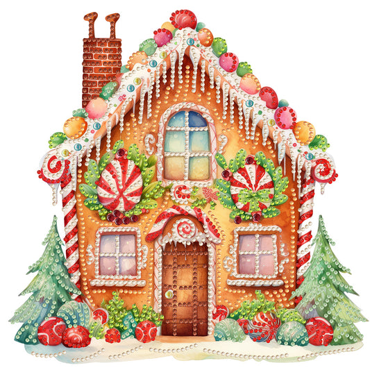 Christmas Gingerbread Cookie House - Special Shaped Drill Diamond Painting 30*30CM