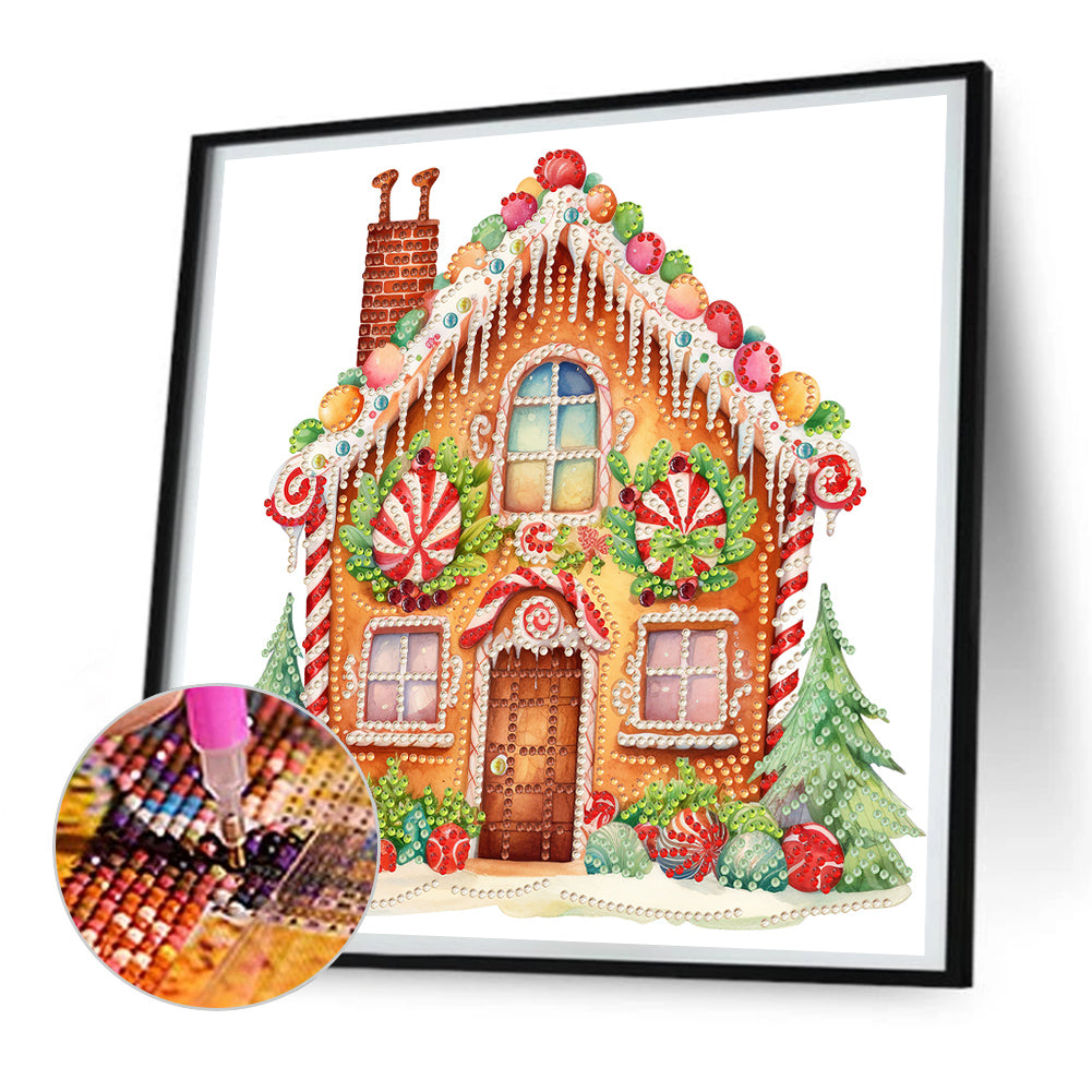 Christmas Gingerbread Cookie House - Special Shaped Drill Diamond Painting 30*30CM