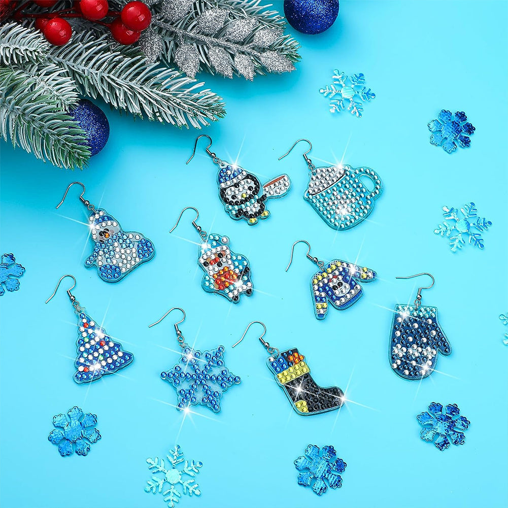 9PCS Penguin Dangle Drop Diamond Art Earring Kit for Women Girl Jewelry Crafting