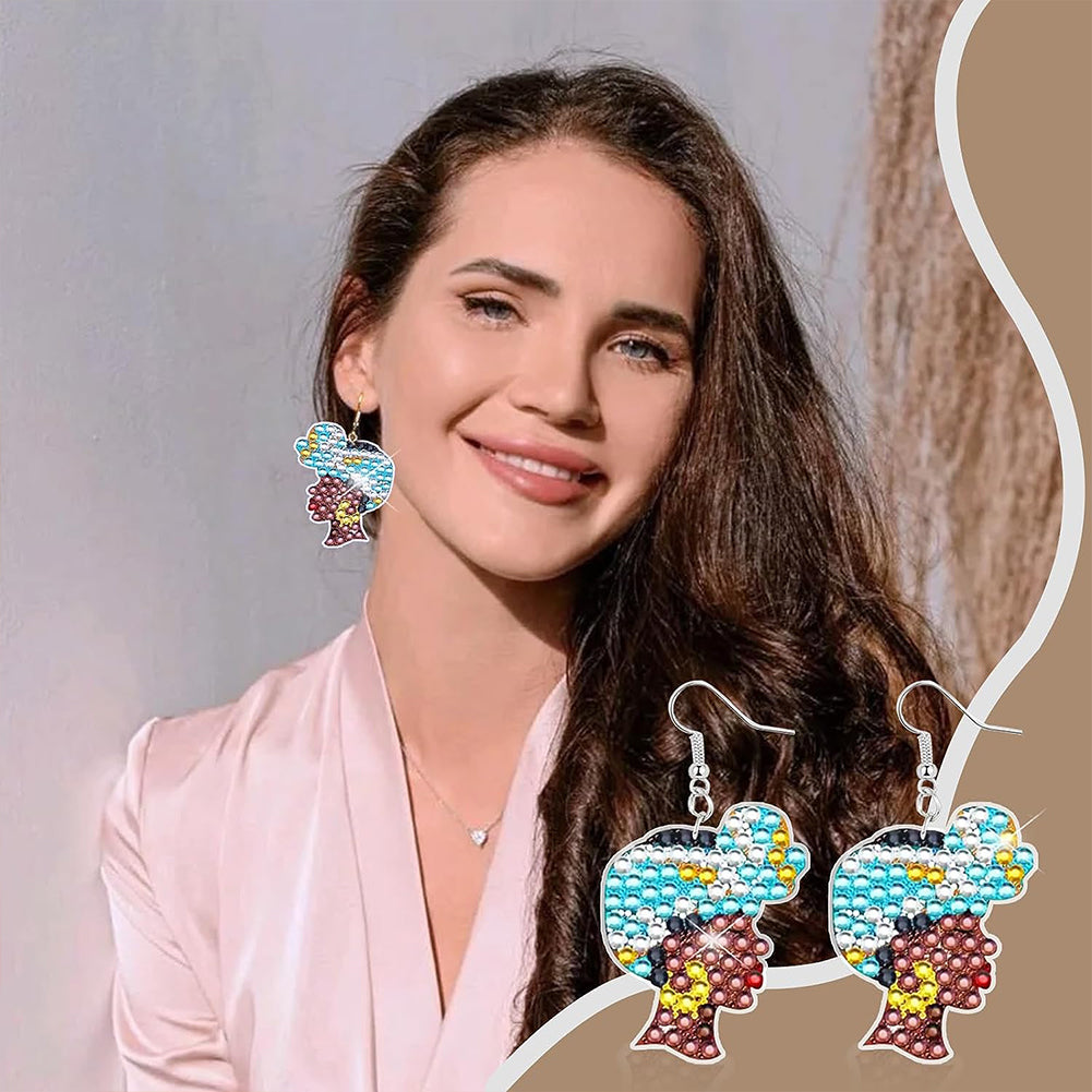 8PCS Double Sided Diamond Painting Earrings Girl Diamond Glitter Art Earring Kit