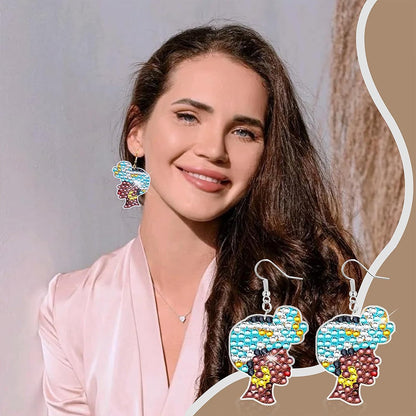 8PCS Double Sided Diamond Painting Earrings Girl Diamond Glitter Art Earring Kit