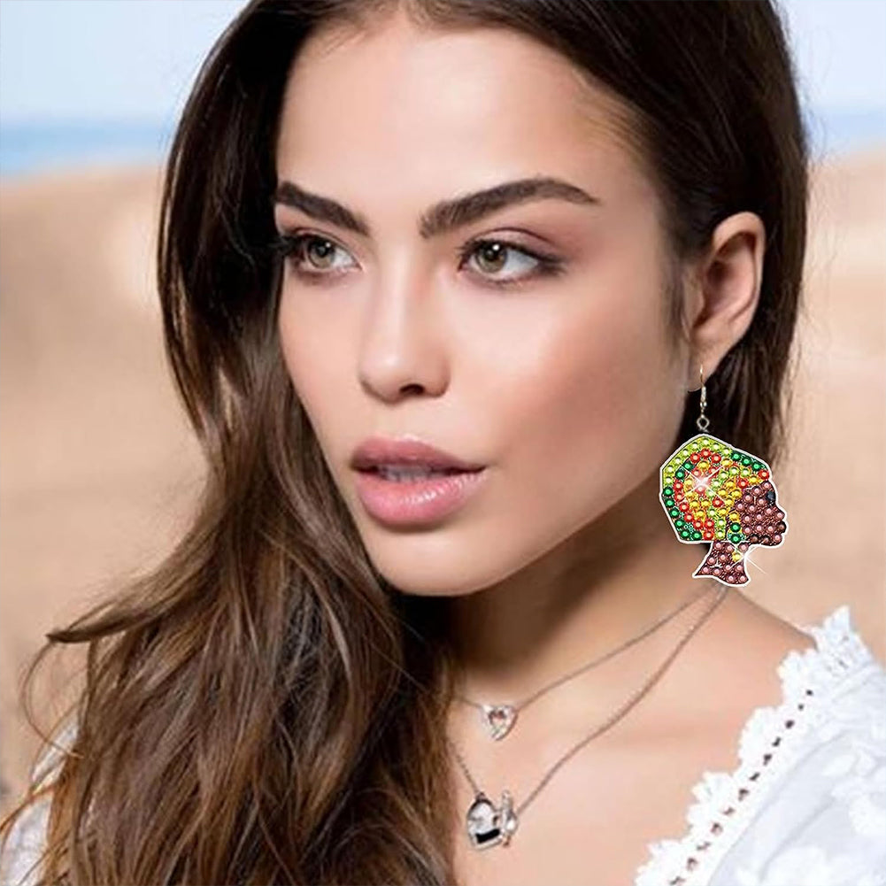 8PCS Double Sided Diamond Painting Earrings Girl Diamond Glitter Art Earring Kit