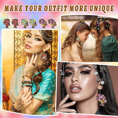 8PCS Double Sided Diamond Painting Earrings Girl Diamond Glitter Art Earring Kit