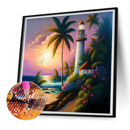 Seaside Lighthouse - Full Round Drill Diamond Painting 30*30CM
