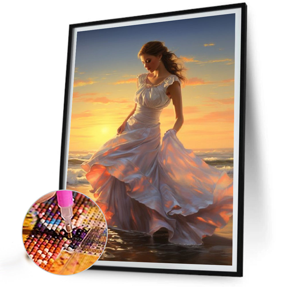 Seaside Girl - Full Square Drill Diamond Painting 30*40CM